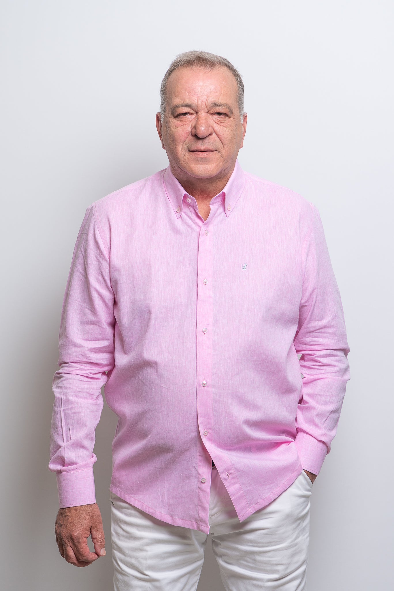 Camicia misto lino e cotone Rosa Raton