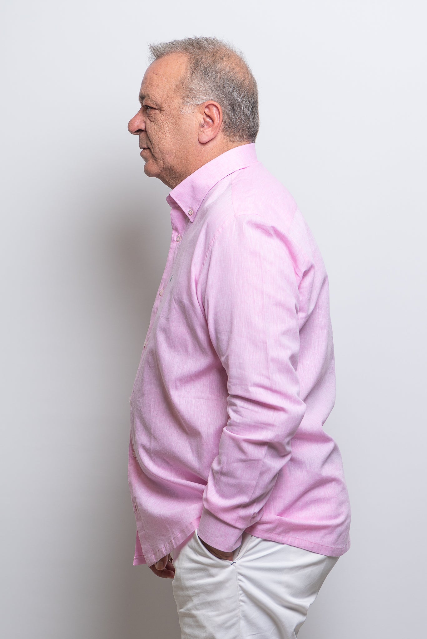 Camicia misto lino e cotone Rosa Raton