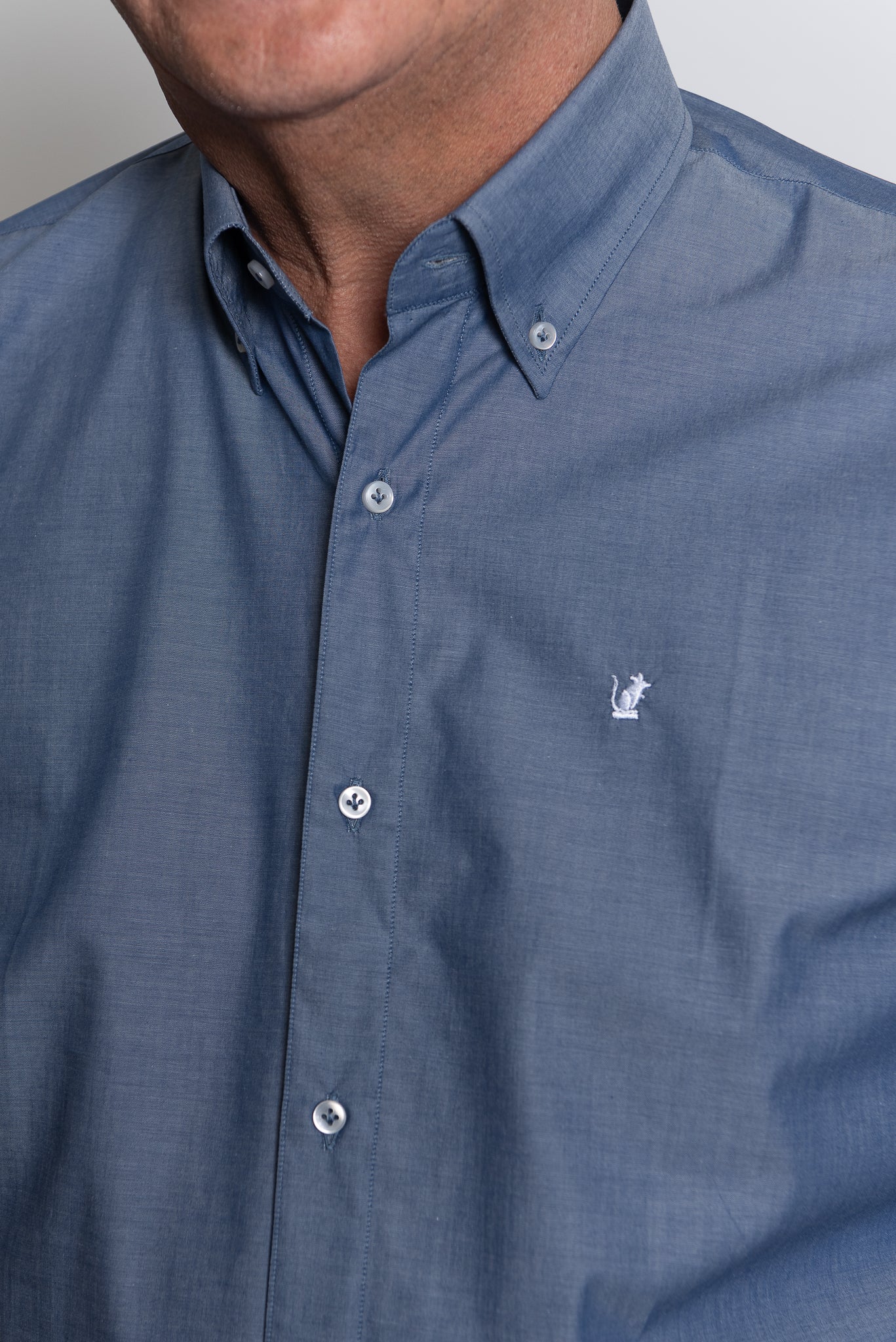 Camicia blu den Ratòn (mini logo)