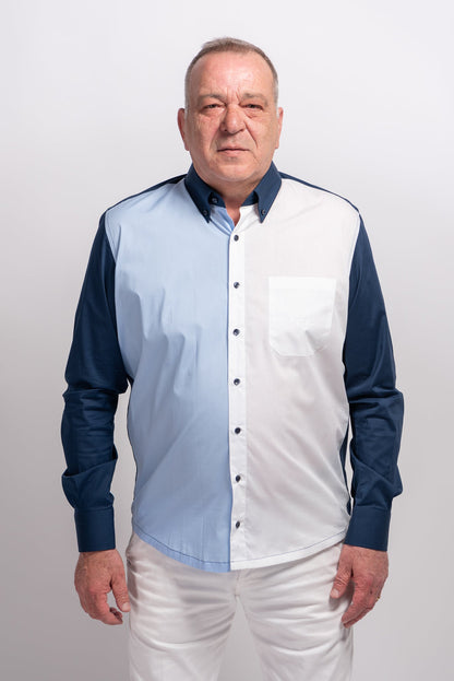 Camicia Bicolor Azzurro RatòN (con taschino)